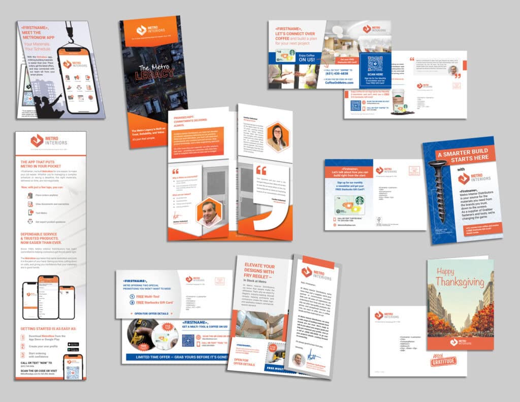 Examples of mailings in a continuous contact marketing strategy
